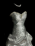 Niulatu Mermaid Sweetheart Neckline Gray Taffeta Prom Dress Ruffle Long Party Dress SD2922
