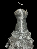 Niulatu Mermaid Sweetheart Neckline Gray Taffeta Prom Dress Ruffle Long Party Dress SD2922