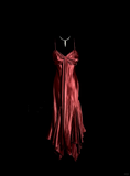 Niulatu Mermaid Spaghetti Straps Satin Burgundy Prom Gown Fairy Prom Dresses SD2923