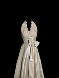 Niulatu A line V Neckline Champagne Lace Prom Gown Fairy Prom Dresses SD2924