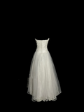 Niulatu Ball Gown Strapless Tulle White Prom Gown Fairy Prom Dresses SD2932