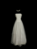 Niulatu Ball Gown Strapless Tulle White Prom Gown Fairy Prom Dresses SD2932