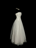 Niulatu Ball Gown Strapless Tulle White Prom Gown Fairy Prom Dresses SD2932