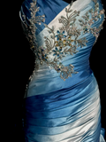 Niulatu Mermaid Sweetheart Sleeveless Long Blue Prom Gown Fairy Prom Dresses SD2934
