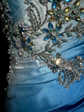 Niulatu Mermaid Sweetheart Sleeveless Long Blue Prom Gown Fairy Prom Dresses SD2934
