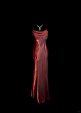Niulatu Mermaid Spaghetti Straps Burgundy Prom Dress Ruffle Long Party Dress SD2935