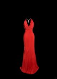 Niulatu Mermaid Halter Satin Red Prom Gown Fairy Prom Dresses SD2935