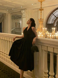 Niulatu A line V Neckline Sleeveless Black Knee Length Prom Dresses Black Birthday Dress SD293
