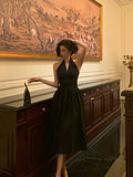 Niulatu A line V Neckline Sleeveless Black Knee Length Prom Dresses Black Birthday Dress SD293