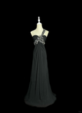 Niulatu A line One Shoulder Gray Chiffon Long Prom Dress Party Dress SD2940