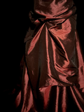 Niulatu Ball Gown Strapless Burgundy Taffeta Prom Dress Ruffle Long Party Dress SD2942
