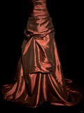 Niulatu Ball Gown Strapless Burgundy Taffeta Prom Dress Ruffle Long Party Dress SD2942