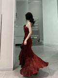 Niulatu Mermaid Spaghetti Straps Long Party Dresses Birthday Outfits SD2950