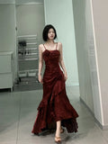Niulatu Mermaid Spaghetti Straps Long Party Dresses Birthday Outfits SD2950