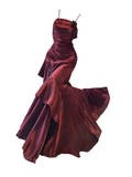 Niulatu Mermaid Spaghetti Straps Burgundy Long Party Dresses Birthday Outfits SD2947