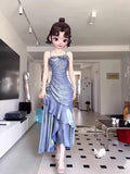 Niulatu Mermaid Spaghetti Straps Long Party Dresses Birthday Outfits SD2950
