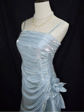 Niulatu Baby Blue Vintage Floral Dress Asymmetrical Hem Prom Gown SD2954