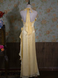Niulatu Yellow Halter Neck Floral Prom Gown Fairy Princess Prom Dress SD2955