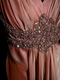 Niulatu Mermaid V Neckline Pink Backless Long Prom Gown Fairy Prom Dresses SD2956