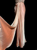Niulatu Mermaid V Neckline Pink Backless Long Prom Gown Fairy Prom Dresses SD2956