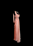 Classy A Line Halter Pink Beads Evening Dress Long Prom Dresses HZ1214