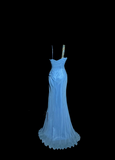 Niulatu Mermaid Sweetheart Blue Chiffon Long Prom Gown Fairy Prom Dresses SD2957