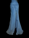 Niulatu Mermaid Sweetheart Blue Chiffon Long Prom Gown Fairy Prom Dresses SD2957