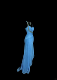 Niulatu Mermaid Sweetheart Blue Chiffon Long Prom Gown Fairy Prom Dresses SD2957
