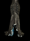 Niulatu Mermaid V Neckline Gray Sequin Long Prom Gown Fairy Prom Dresses SD2958