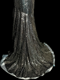Niulatu Mermaid V Neckline Gray Sequin Long Prom Gown Fairy Prom Dresses SD2958