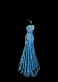 Niulatu Mermaid Strapless Tulle Blue Long Prom Gown Fairy Prom Dresses SD2959