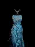 Niulatu Mermaid Strapless Tulle Blue Long Prom Gown Fairy Prom Dresses SD2959