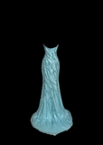 Niulatu Mermaid Strapless Tulle Blue Beads Long Prom Gown Fairy Prom Dresses SD2960