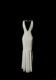 Classy Mermaid V Neckline Chiffon White Beads Long Evening Dress Prom Dresses HZ1214
