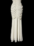 Classy Mermaid V Neckline Chiffon White Beads Long Evening Dress Prom Dresses HZ1214