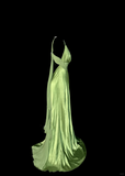 Vintage Classy Mermaid V Neckline Sage Green Beads Long Evening Dress Prom Dresses HZ1214