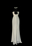 Classy Elegant A line Halter White Chiffon Sleeveless Long Prom Dresses HZ1214