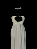 Classy Elegant A line Halter White Chiffon Sleeveless Long Prom Dresses HZ1214