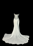 Vintage Classy Mermaid Sweetheart White Chiffon Sleeveless Pleated Long Evening Dress Prom Dresses HZ1214