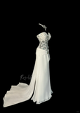 Vintage Classy Mermaid Sweetheart White Chiffon Sleeveless Pleated Long Evening Dress Prom Dresses HZ1214
