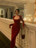 Niulatu Sheath Long Sleeves Red Prom Dresses Sexy Birthday Outfits SD298