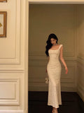 Niulatu Mermaid Straps White Lace Prom Dresses Birthday Outfits SD306