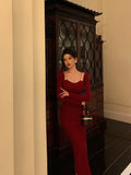 Niulatu Sheath Straps Burgundy Long Sleeves Prom Dresses Birthday Outfits SD307