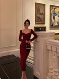 Niulatu Sheath Straps Burgundy Long Sleeves Prom Dresses Birthday Outfits SD307