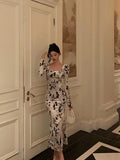 Niulatu Sheath Black Floral Velvet Long Sleeves Prom Dresses Birthday Outfits SD310