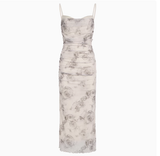 Niulatu Sheath Spaghetti Straps Champagne Butterfly Print Lace Casual Dress Beach Holiday Dresses SD315