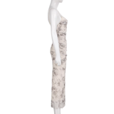 Niulatu Sheath Spaghetti Straps Champagne Butterfly Print Lace Casual Dress Beach Holiday Dresses SD315