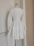 Niulatu A line V Neckline Long Sleeves Spring White Casual Dress Beach Holiday Dresses SD324