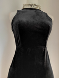 Niulatu Sheath High Neckline Black Travel Vacation Dresses Velvet Birthday Dress SD326
