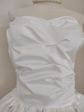 Niulatu Ball Gown Sweetheart White Satin Vacation Dresses Short Birthday Outfits SD329